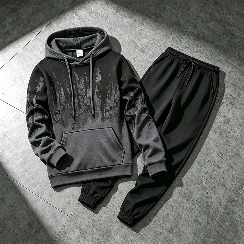 Winter Clothes - 秋冬メンズパーカートラックスーツカジュアルスプラッシュドインクスウェットシャツアウトドアスポーツジョギングウェアストリートシングルトップスパンツ