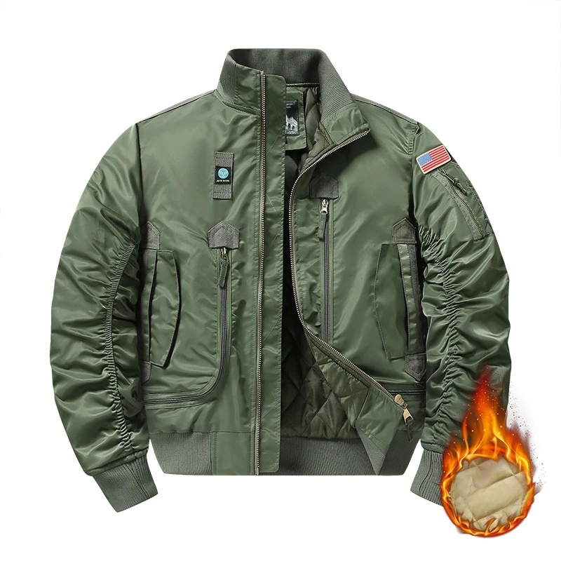 Winter Clothing Taiwan - 冬 MA1 メンズボンバージャケット厚みのある特大綿入り服男性服ストリートカジュアルパーカー A5F726