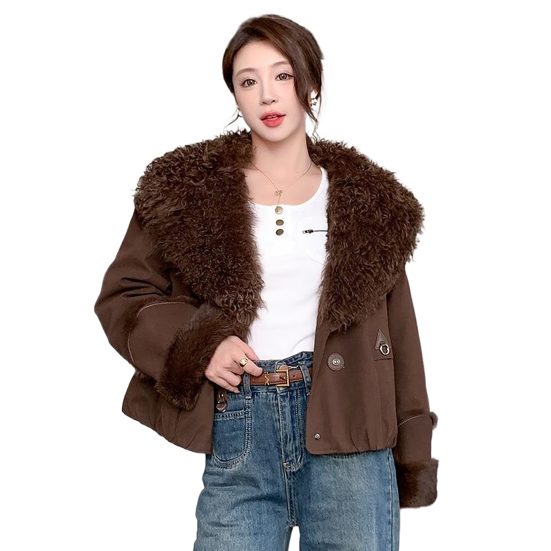 Winter Clothing H&M - 新しい90ダックダウンプラスラビットファーのジャケット、レディースグースダウン服、ウールカラー、海寧ショートコート