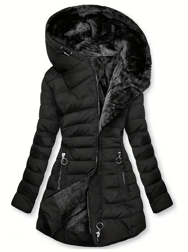 Winter Clothing Taiwan - 冬暖かいフィット感のあるフード付きジャケットミッドレングス長袖アウターコートヨーロッパとアメリカのクロスボーダーコットン衣料品