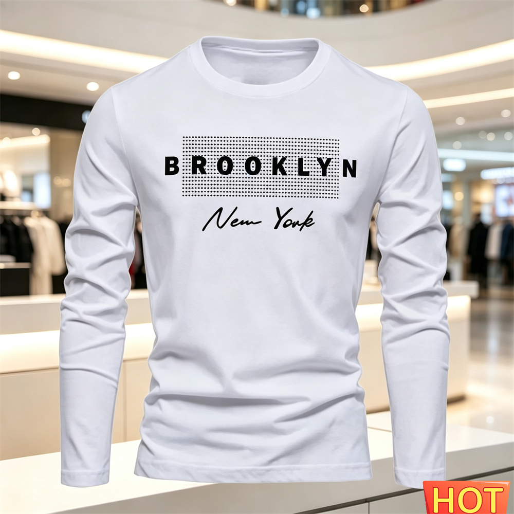 Winter Sun Clothing - 綿快適メンズカジュアル長袖 Tシャツ新しい秋冬多用途 Tシャツレタールーズメンズパーカートップス男性服