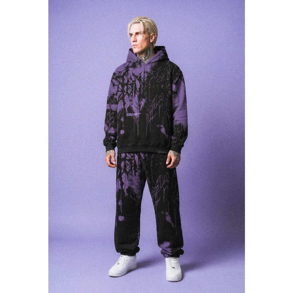 Winter Clothes - メンズアウトドアスポーツツーピースセット、Y2Kダークゴシックフード付きスウェットシャツ、メンズスウェットシャツ、格安服、ストリートトレンド、デビル