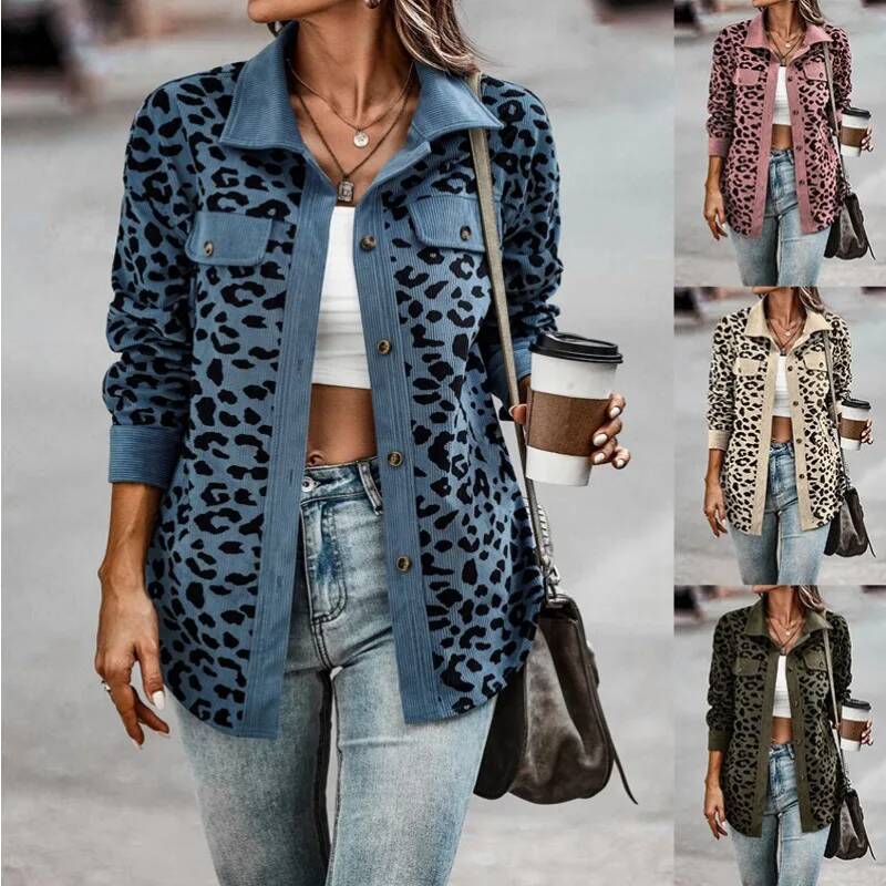Winter Clothing Taiwan - 2026 カジュアルスタイル レディース服 秋冬ファッション レオパード柄 ボタン付き
