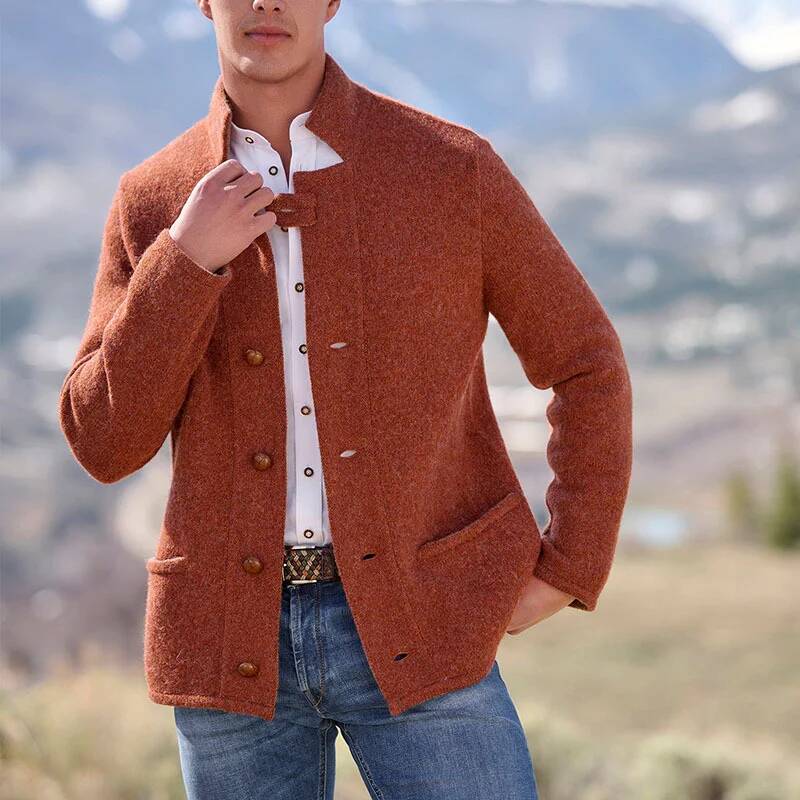 Winter Clothing Taiwan - スタンドアップカラースーツジャケットカジュアルレトロボタンアップジャケット衣装ブレザー男性用ファッションスーツブレザー紳士服