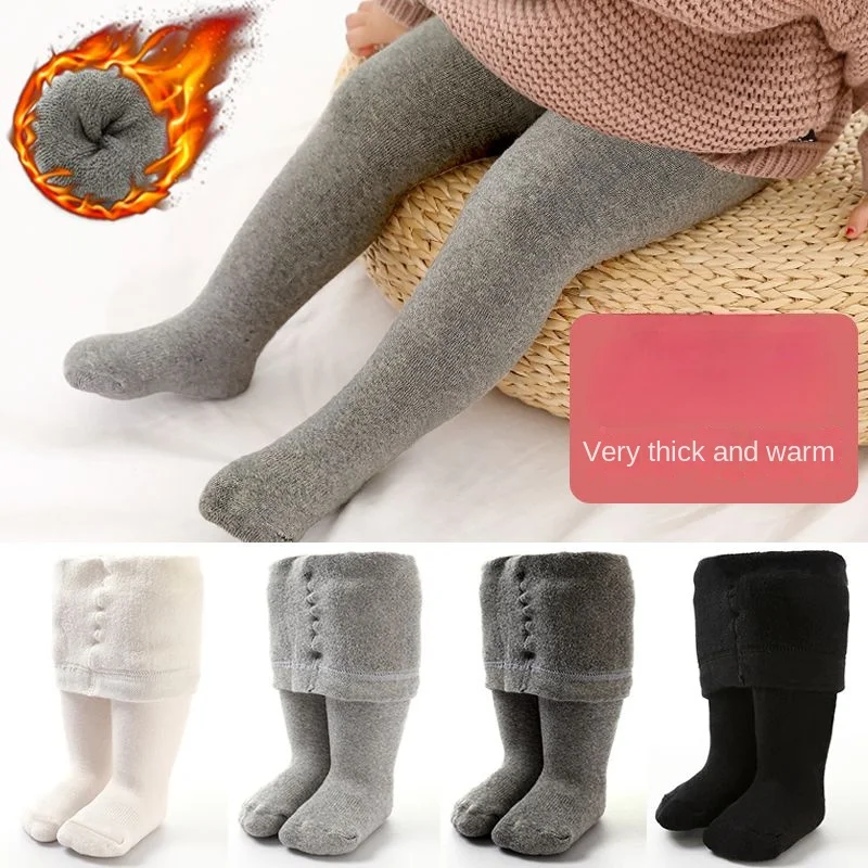 Winter Clothing Newborn - ベビータイツ冬秋無地ソフト綿厚く暖かい女の赤ちゃんタイツ新生児幼児タイトな少年少女ストッキング服