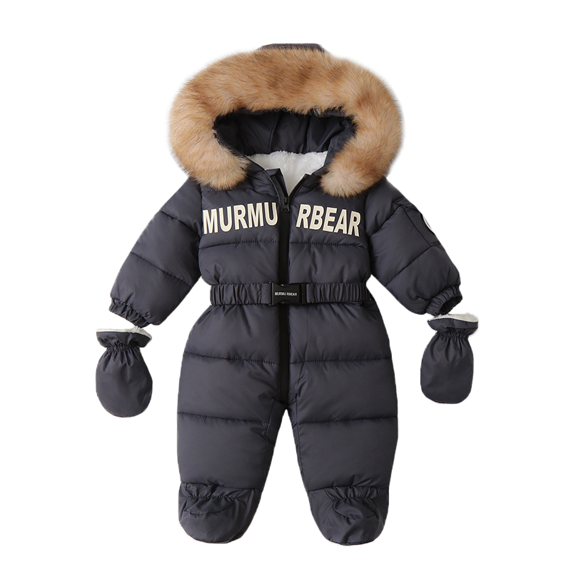 Winter Clothing Newborn - 新生児用手袋付きジャンプスーツ,フード付きロンパース,防寒着,厚手のベルベット,防寒着