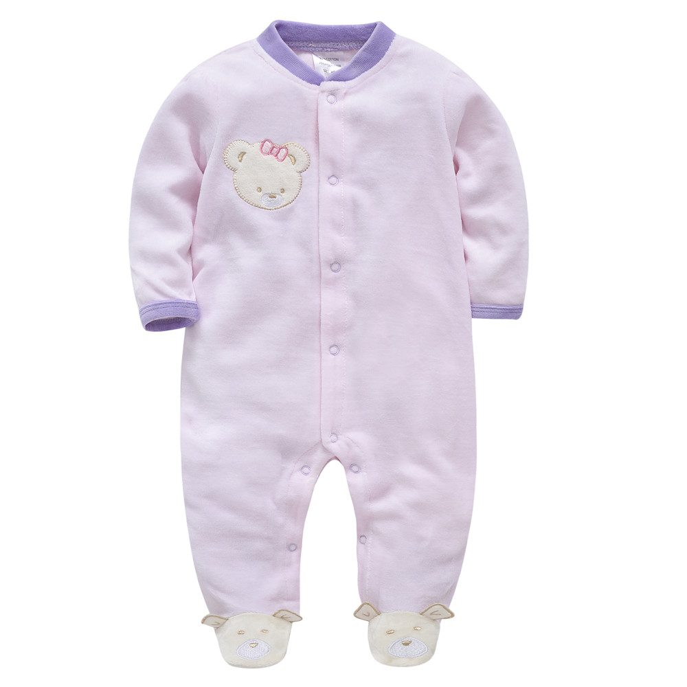 Winter Clothing Newborn - Kavkas 女の赤ちゃん服長袖綿冬暖かいロンパースクマ固体新生児かわいいベビー服少年少女パジャマ