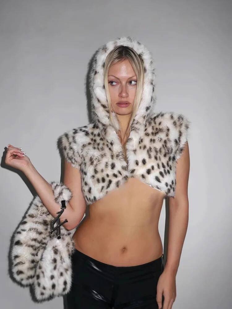 2026 セクシーなヒョウ柄フード付きショートファーコート女 - Winter Clothing Taiwan のレビューと価格