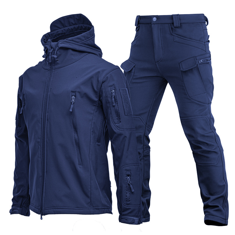メンズアウトドアシャークスキンソフトシェルジャケットセット春 - Windproof Jacket Softshell のレビューと価格
