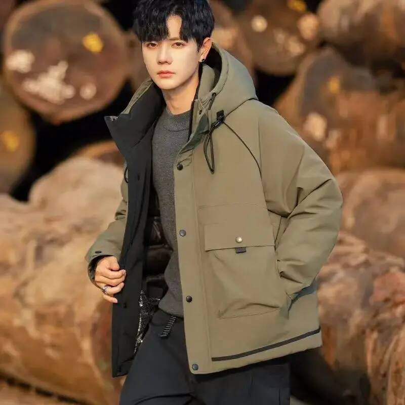 メンズダウンジャケット作業服厚手ルーズ暖かいフード付きアウタ - Winter Clothing Taiwan のレビューと価格