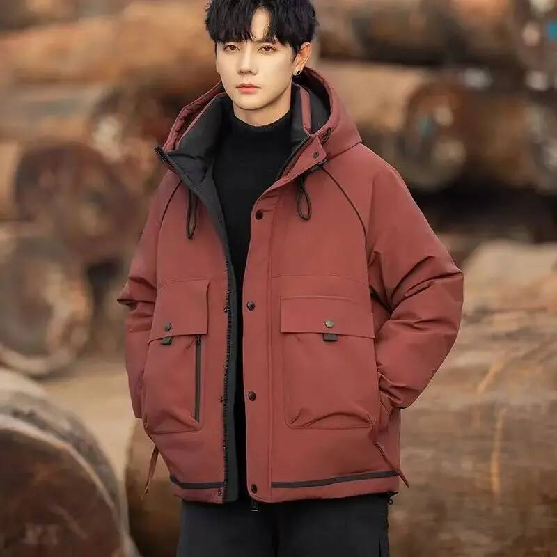 メンズダウンジャケット作業服厚手ルーズ暖かいフード付きアウタ - Winter Clothing Taiwan のレビューと価格
