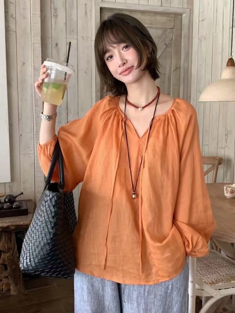 韓国スタイルの薄い長袖シャツ日焼け止めトップ上品な韓国ファッ - Winter Sun Clothing のレビューと価格