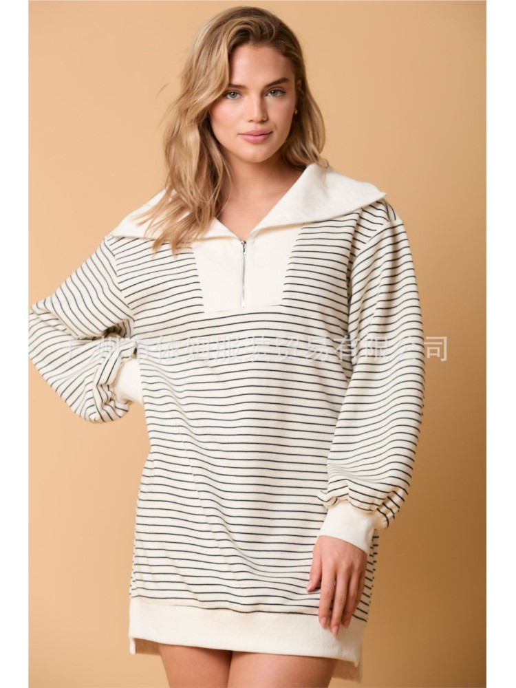 ゆったりとしたドレス シンプルなスタイルのドレス ストライプ - Winter Clothing H&M のレビューと価格