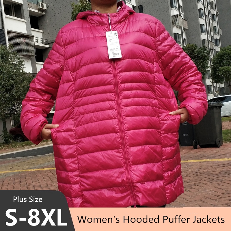 プラスサイズ 5XL 6XL 7XL 女性のフード付きパファ - Winter Clothing Stores のレビューと価格