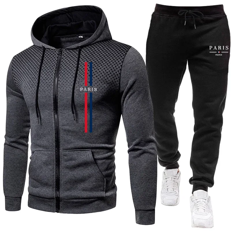 男性スポーツスーツジッパージャケット+パンツ2点セット秋冬カ - Winter Clothes のレビューと価格