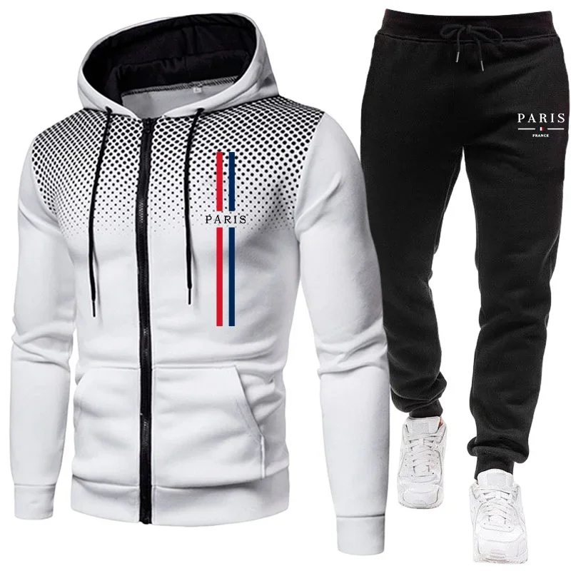 男性スポーツスーツジッパージャケット+パンツ2点セット秋冬カ - Winter Clothes のレビューと価格