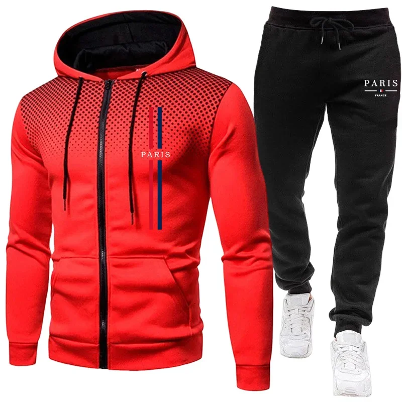 男性スポーツスーツジッパージャケット+パンツ2点セット秋冬カ - Winter Clothes のレビューと価格