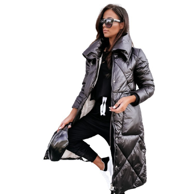 新しいラペル婦人服ダウンコットンジャケットトップ長袖ジッパー - Winter Clothing Taiwan のレビューと価格