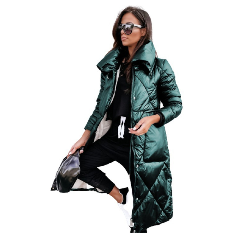 新しいラペル婦人服ダウンコットンジャケットトップ長袖ジッパー - Winter Clothing Taiwan のレビューと価格