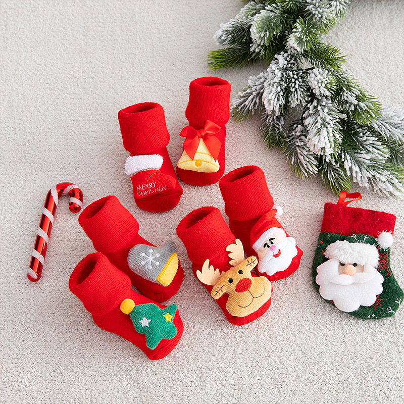 ベビークリスマス靴下新生児綿冬肥厚ショートソックス子供フロア - Winter Clothing Newborn のレビューと価格