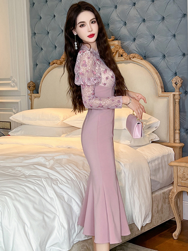 Qipao-女性のためのマーメイドロングドレス,パフスリーブ - Winter Clothing H&M のレビューと価格