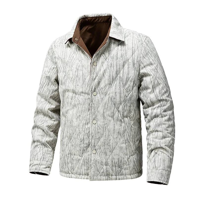 メンズ大型レトロジャケット両面タイダイカジュアルラペル暖かい - Winter Clothing Taiwan のレビューと価格