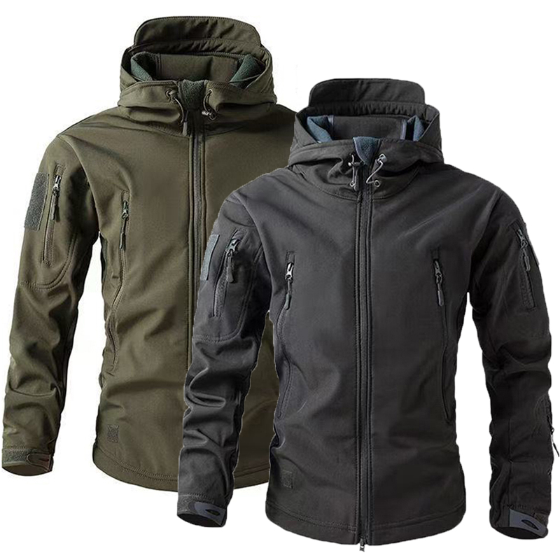 メンズウォームソフトシェルフリースフードカーゴジャケット、防 - Windproof Jacket Softshell のレビューと価格