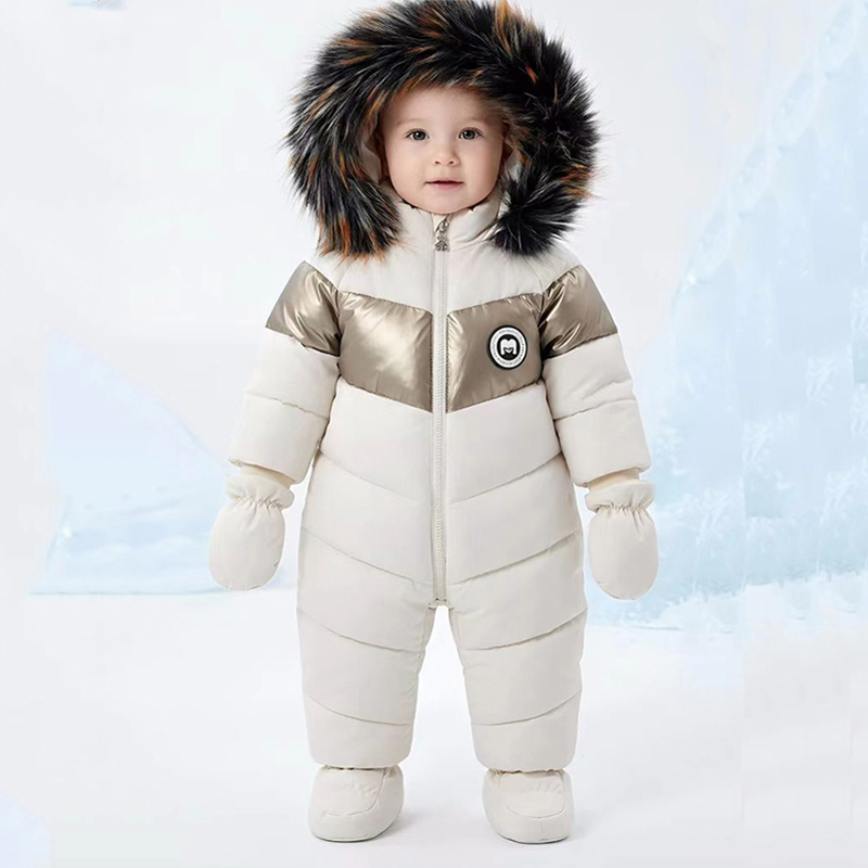 冬新生児ロンパース手袋付き暖かい厚みのある女の赤ちゃん服フー - Winter Clothing Newborn のレビューと価格