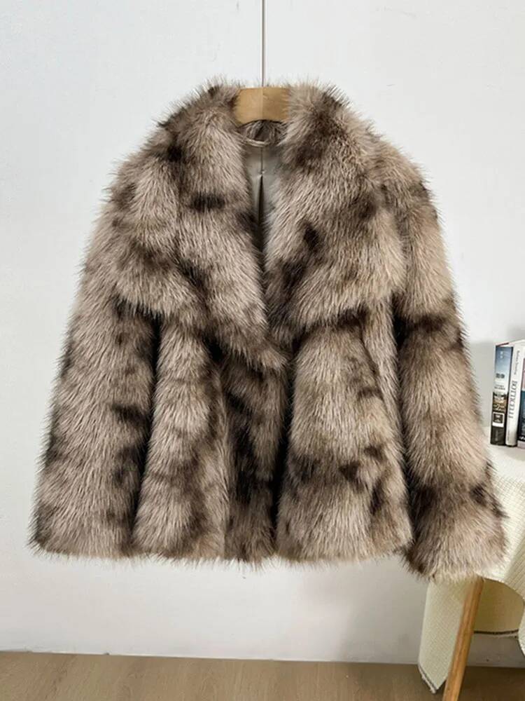2026年シックなレオパード柄ビッグカラーオーバーサイズふわ - Winter Clothing Taiwan のレビューと価格