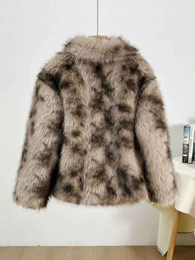 2026年シックなレオパード柄ビッグカラーオーバーサイズふわ - Winter Clothing Taiwan のレビューと価格