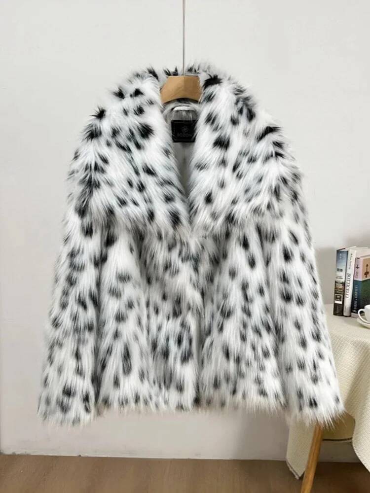 2026年シックなレオパード柄ビッグカラーオーバーサイズふわ - Winter Clothing Taiwan のレビューと価格