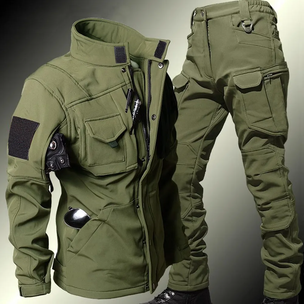 メンズタクティカルセット冬サメ皮ソフトシェル防風防水ジャケッ - Windproof Jacket Softshell のレビューと価格