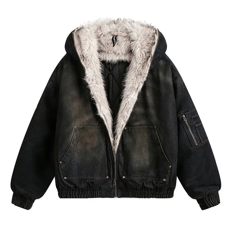 メンズパッド入りジャケット新しいファッションデニムフリースフ - Winter Clothing Taiwan のレビューと価格