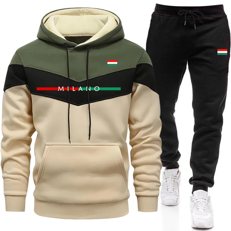 高品質のトラックスーツ男性用カジュアルトリカラースプライスス - Winter Clothes のレビューと価格