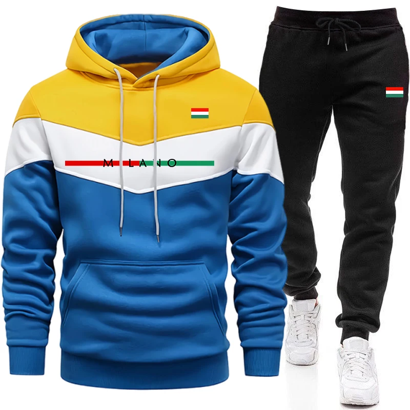 高品質のトラックスーツ男性用カジュアルトリカラースプライスス - Winter Clothes のレビューと価格