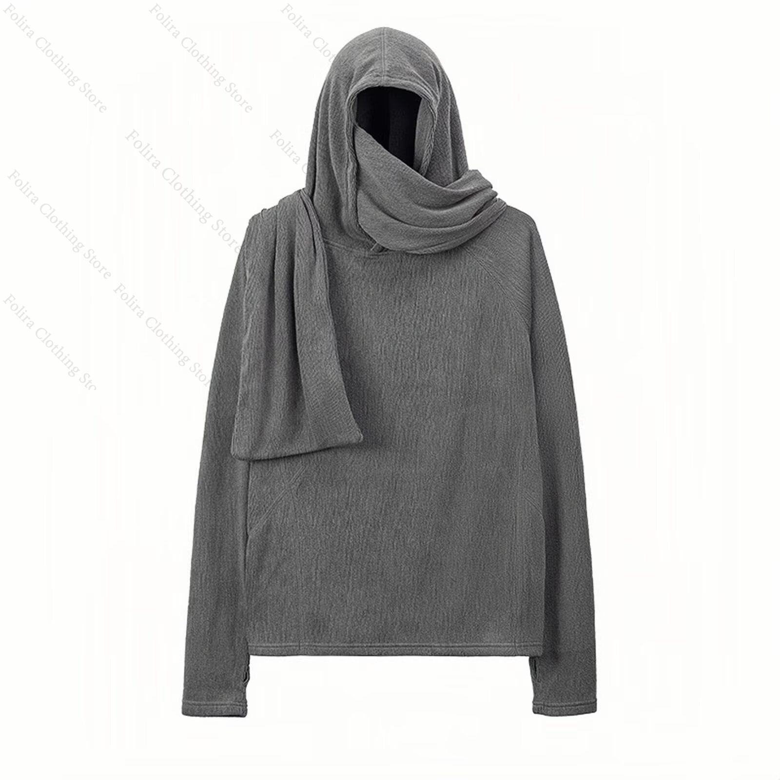 原宿スタイル長袖Tシャツ、グレーのフード付きシャツ、男性用、 - Winter Clothes のレビューと価格