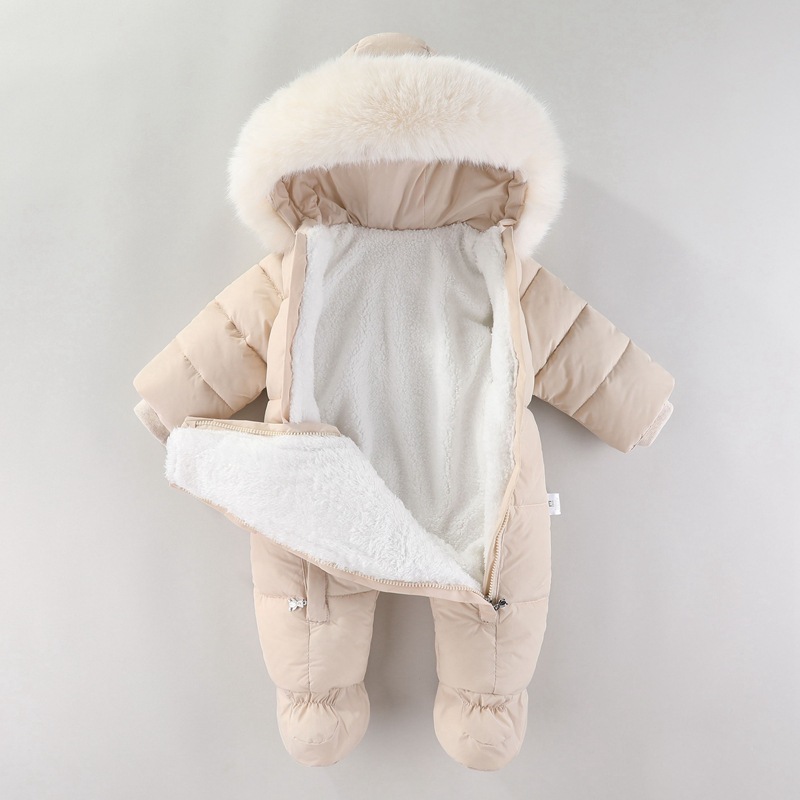 生まれたばかりの赤ちゃんのためのフード付きロンパース,厚いベ - Winter Clothing Newborn のレビューと価格