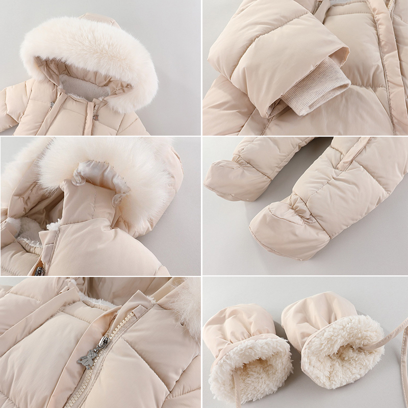 生まれたばかりの赤ちゃんのためのフード付きロンパース,厚いベ - Winter Clothing Newborn のレビューと価格