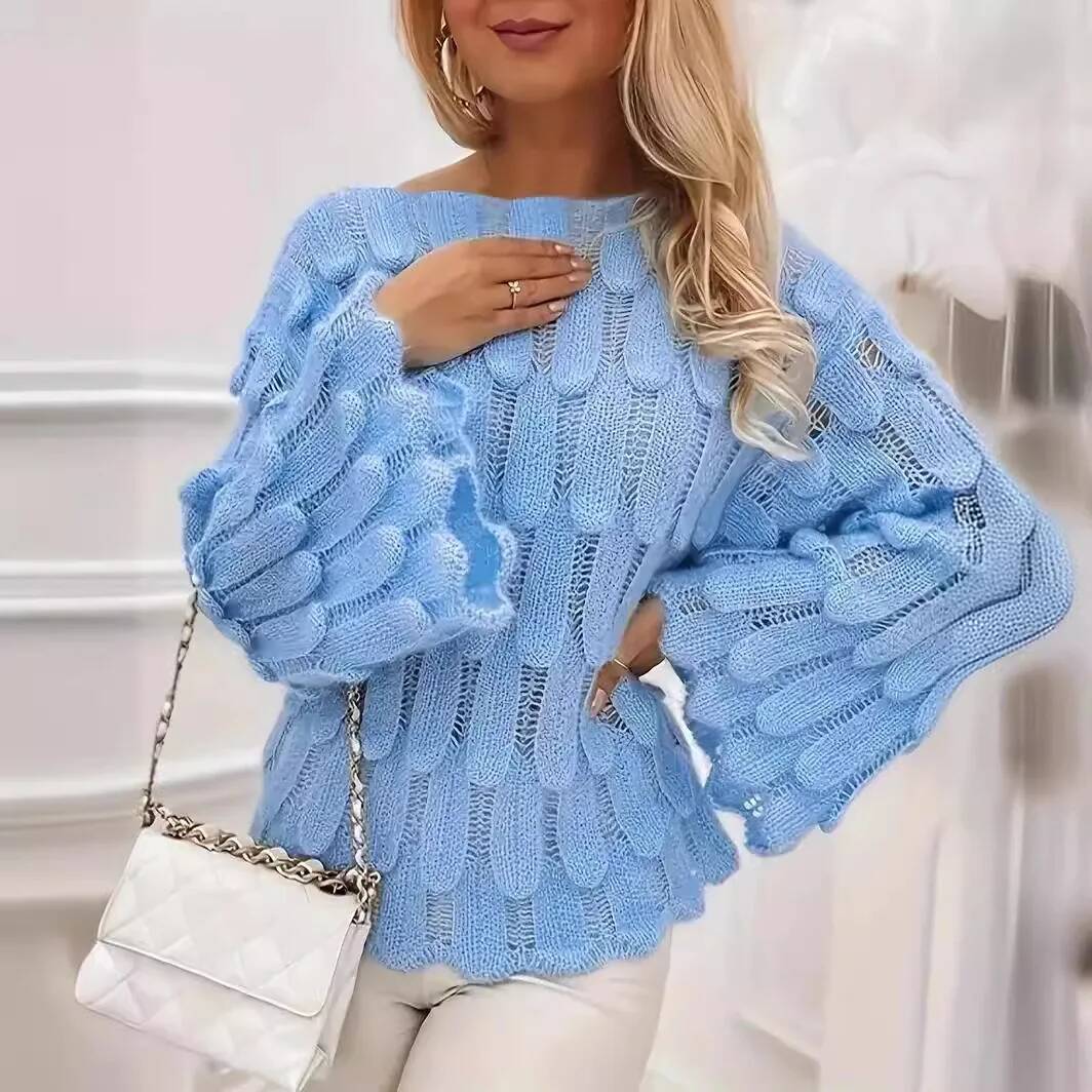 2026 秋冬女性のエレガントなプリント中空ニットセーター気 - Winter Clothing Taiwan のレビューと価格